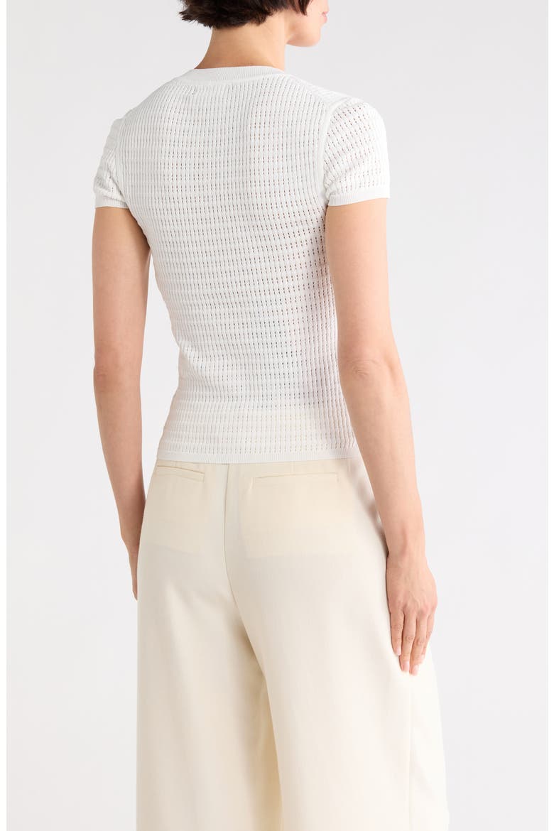 Pointelle Short Sleeve Button Front Cardigan, Alternate, color, CREAM