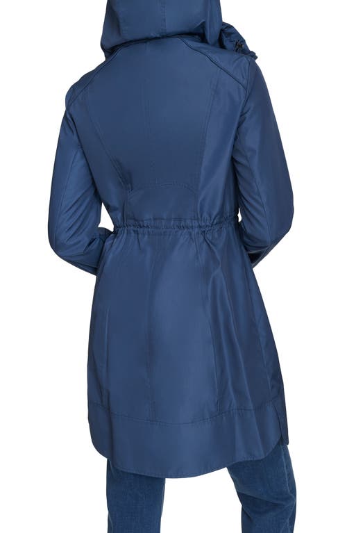 Cole Haan Travel Packable Hooded Rain Jacket In Blue