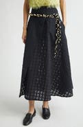 KÚR Crochet Accent Sheer Check Wrap Skirt