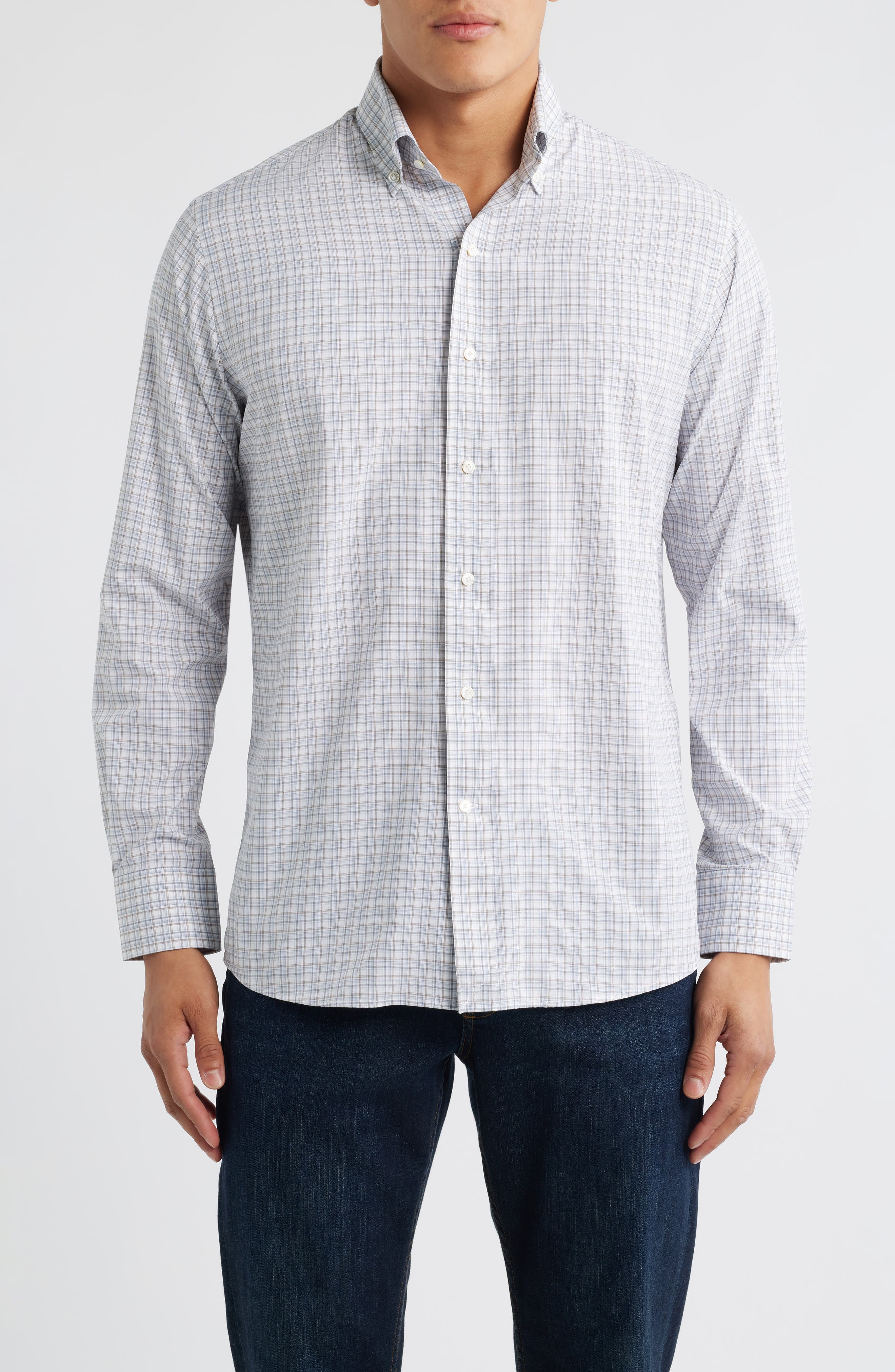 Peter Millar Shadow Check Performance Poplin Button-Down Shirt