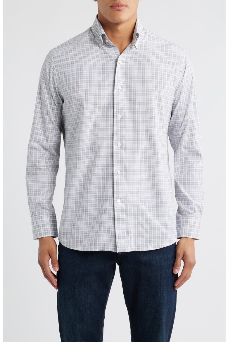 Shadow Check Performance Poplin Button-Down Shirt, Main, color, NEBULA BLUE