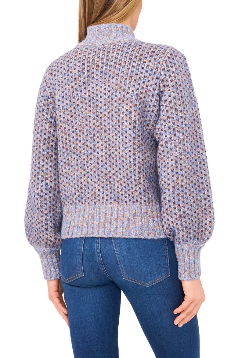 Marled Blouson Sleeve Jacquard Sweater, Alternate, color, LIGHT BLUE MULTI