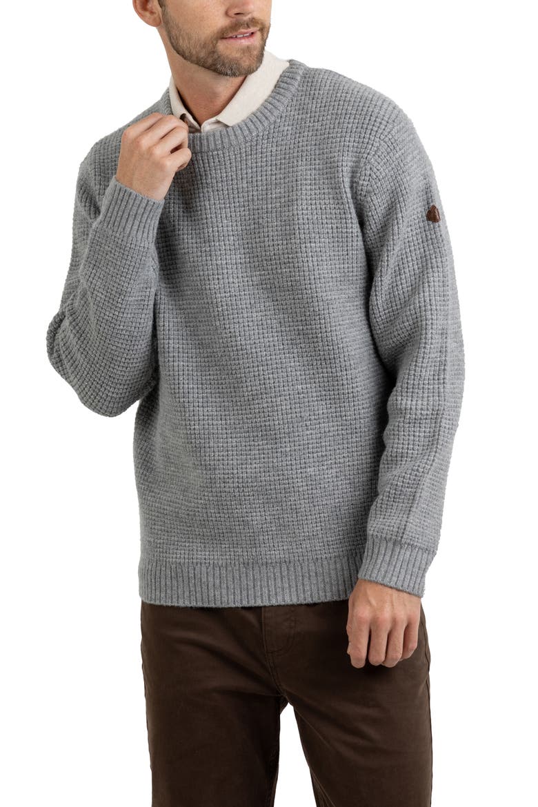 Waffle Crewneck Sweater, Alternate, color, HEATHER GREY
