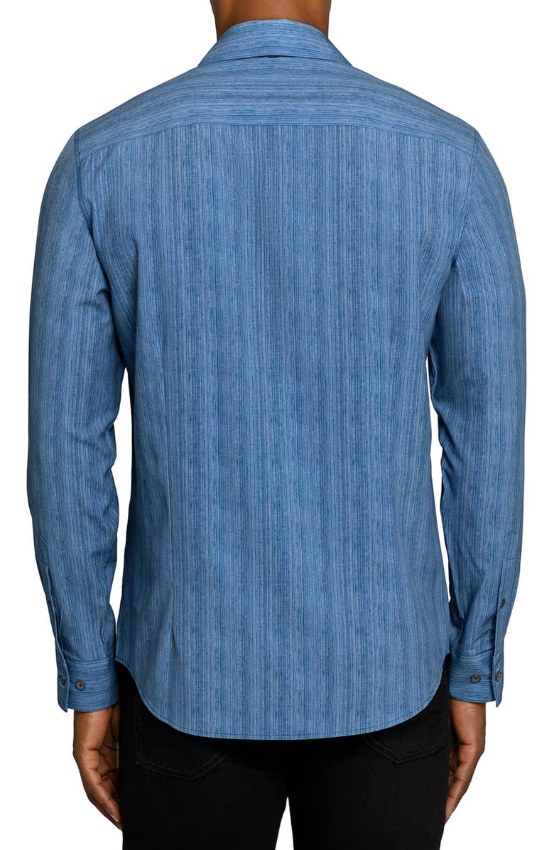 W.R.K Slim Fit Indigo Abstract Stripe Performance Button-Up Shirt, Alternate, color, Indigo