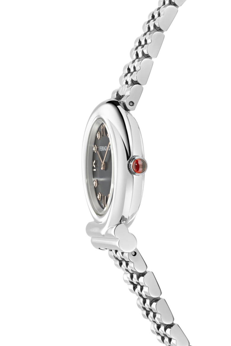 Gancini Twisted Diamond Bracelet Watch, 28mm, Alternate, color, STAINLESS STEEL