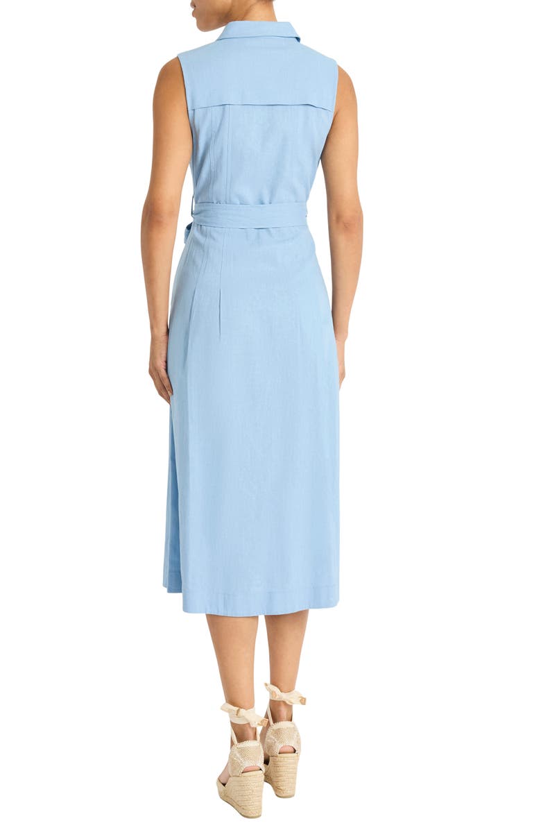 Maggy London Sleeveless Linen Blend Shirtdress, Alternate, color, Blissful Blue