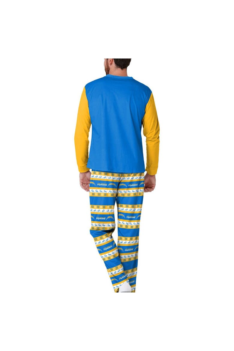 Men's FOCO Powder Blue Los Angeles Chargers Team Ugly Pajama Set, Alternate, color, Powder Blue