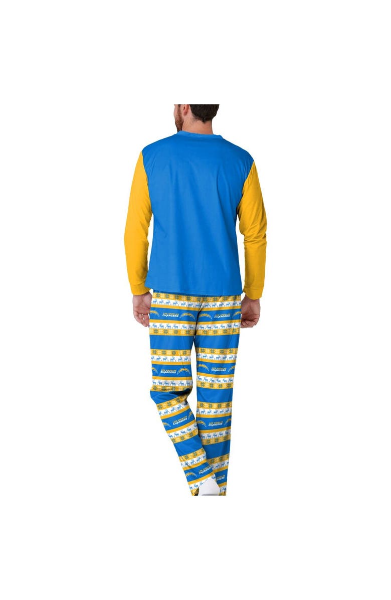 FOCO Men's FOCO Powder Blue Los Angeles Chargers Team Ugly Pajama Set, Alternate, color,
