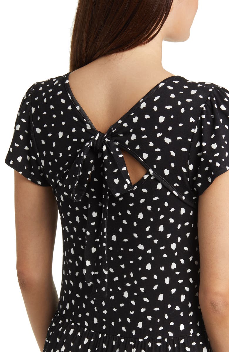 Loveappella Tiered Tie Back Midi Dress, Alternate, color, Black/ Ivory