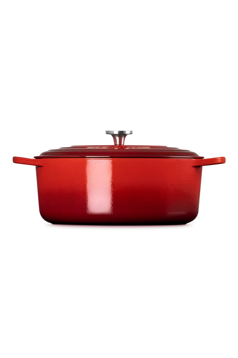 Oval Enameled Cast Iron Dutch Oven, Alternate, color, CERISE