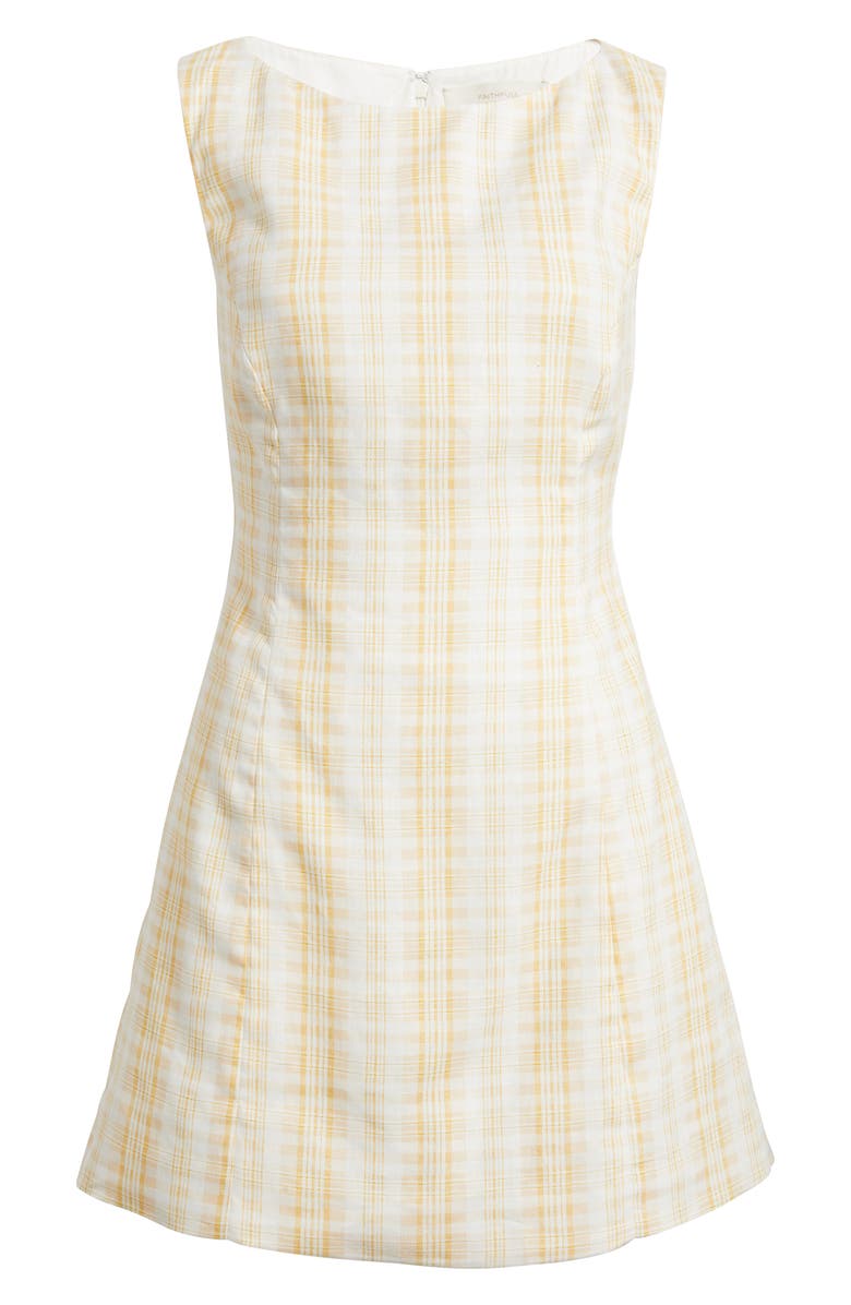Faithfull the Brand Lydie Linen Minidress, Alternate, color, Piato Check