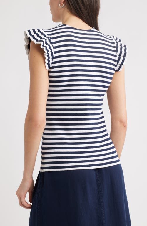 Caslonr Caslon(r) Stripe Ruffled Knit Top In Multi