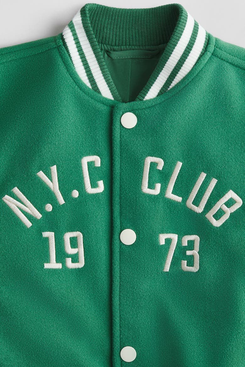 Motif-detail Baseball Jacket, Alternate, color, Green/N.Y.C Club