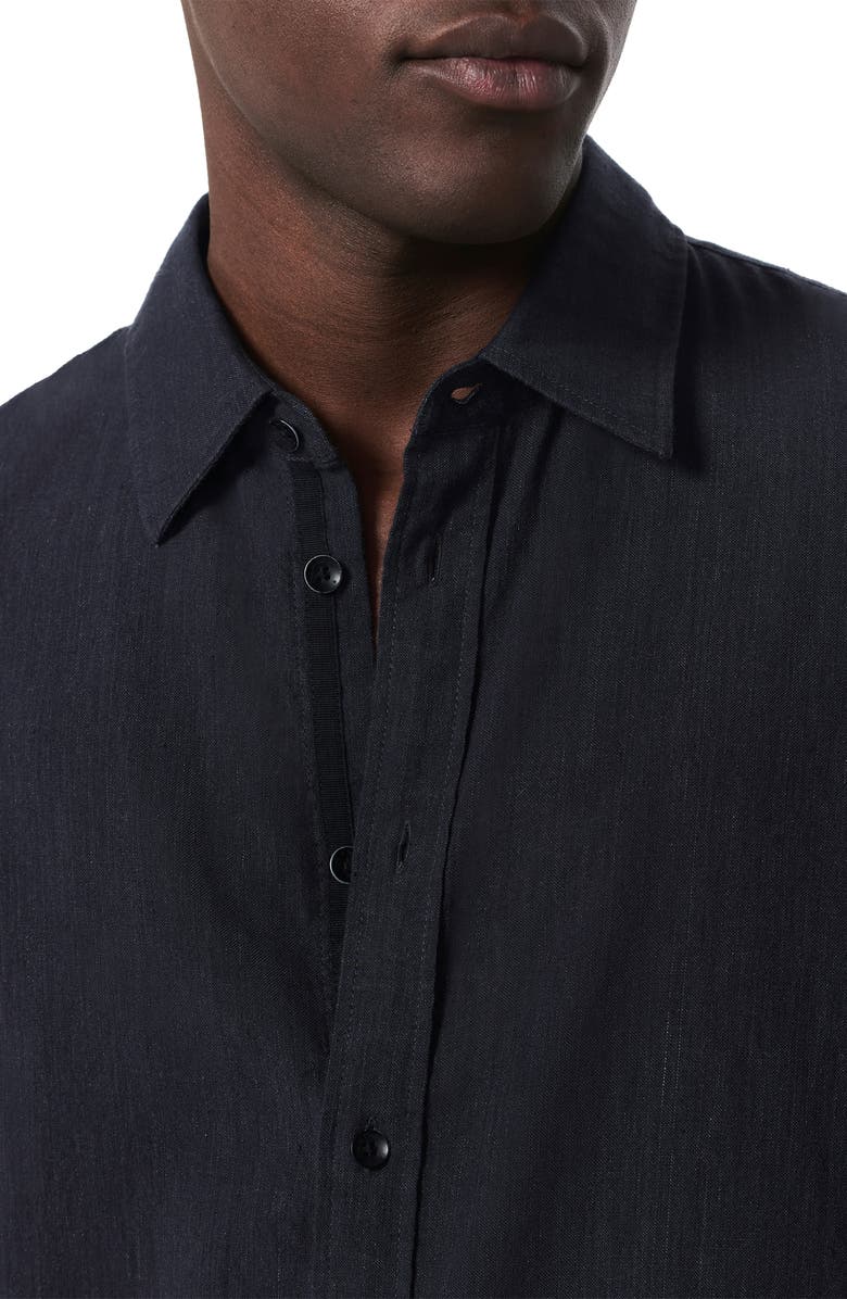 rag & bone Finch Linen Blend Button-Up Shirt, Alternate, color, Black