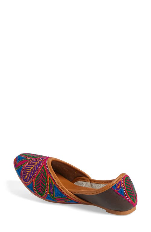 Fuchsia Olivia Embroidered Pointed Toe Flat In Pink