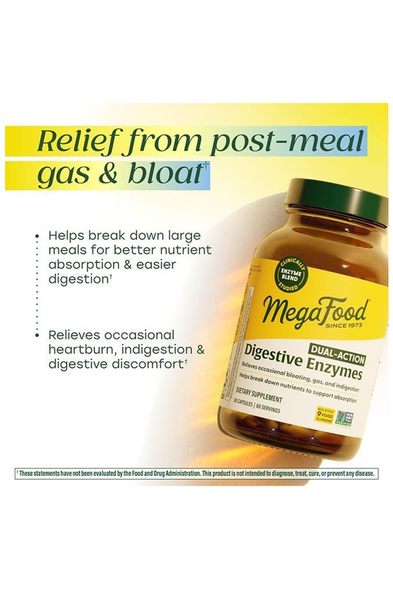 Dual-Action Digestive Enzymes, Gas & Bloating Relief, Vegan, Gluten Free, 60 Capsules, Alternate, color, None