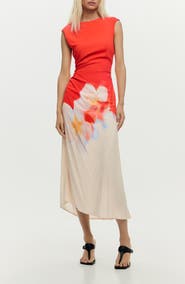 Desigual Floral Ruched Side Midi Dress