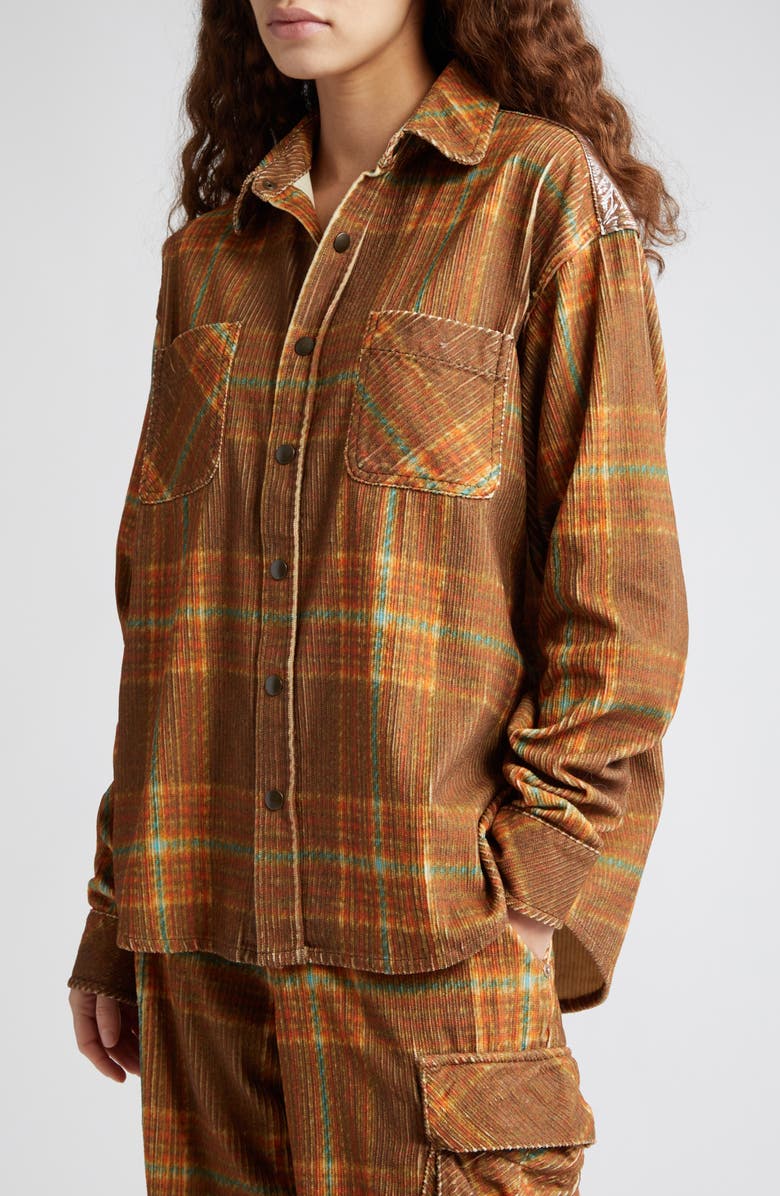 ERL Gender Inclusive Plaid Corduroy Overshirt, Alternate, color,