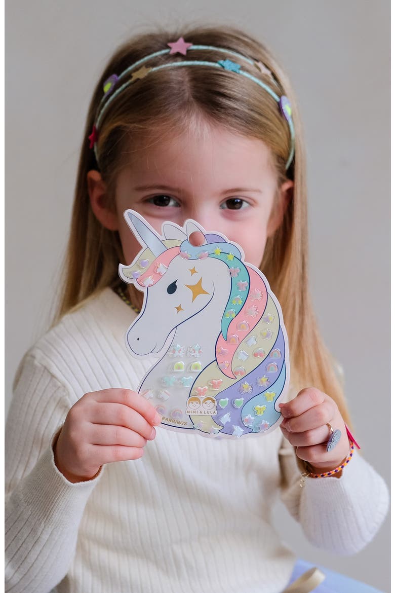 Kids' Unicorn Stick-On Earrings Set, Alternate, color, PINK