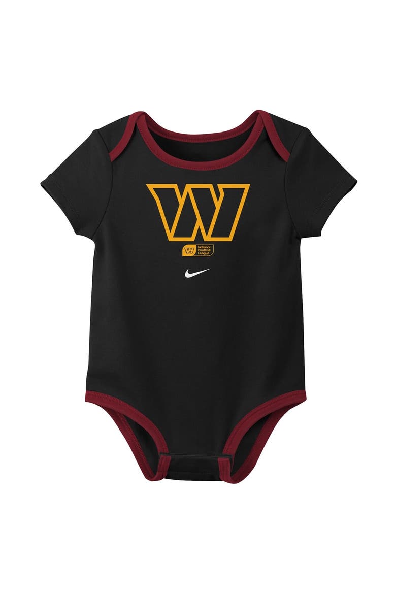 Newborn & Infant Nike Jayden Daniels Washington Commanders Name & Number 3-Pack Bodysuit Set, Alternate, color, Burgundy