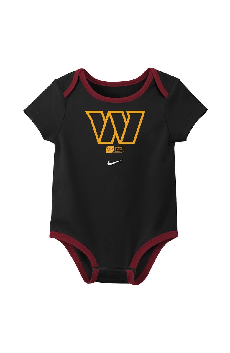 Nike Newborn & Infant Nike Jayden Daniels Washington Commanders Name & Number 3-Pack Bodysuit Set, Alternate, color, Burgundy