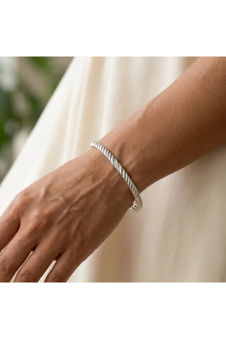 Twisted Radiance 0.03 Ct Diamond Bangle in 925 Sterling Silver, Alternate, color, Sterling Silver