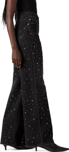 Nyah Sequin Low Rise Wide Leg Jeans