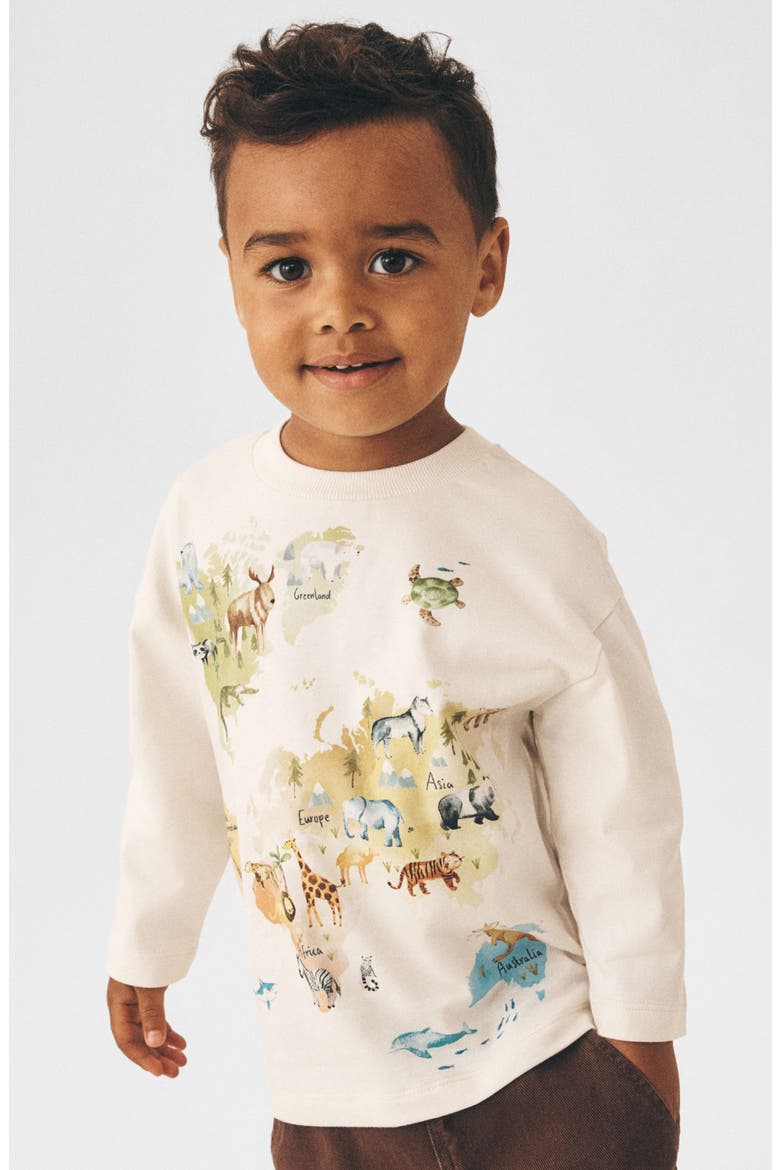 Kids' Watercolor Wildlife Graphic T-Shirt, Alternate, color, CREAM