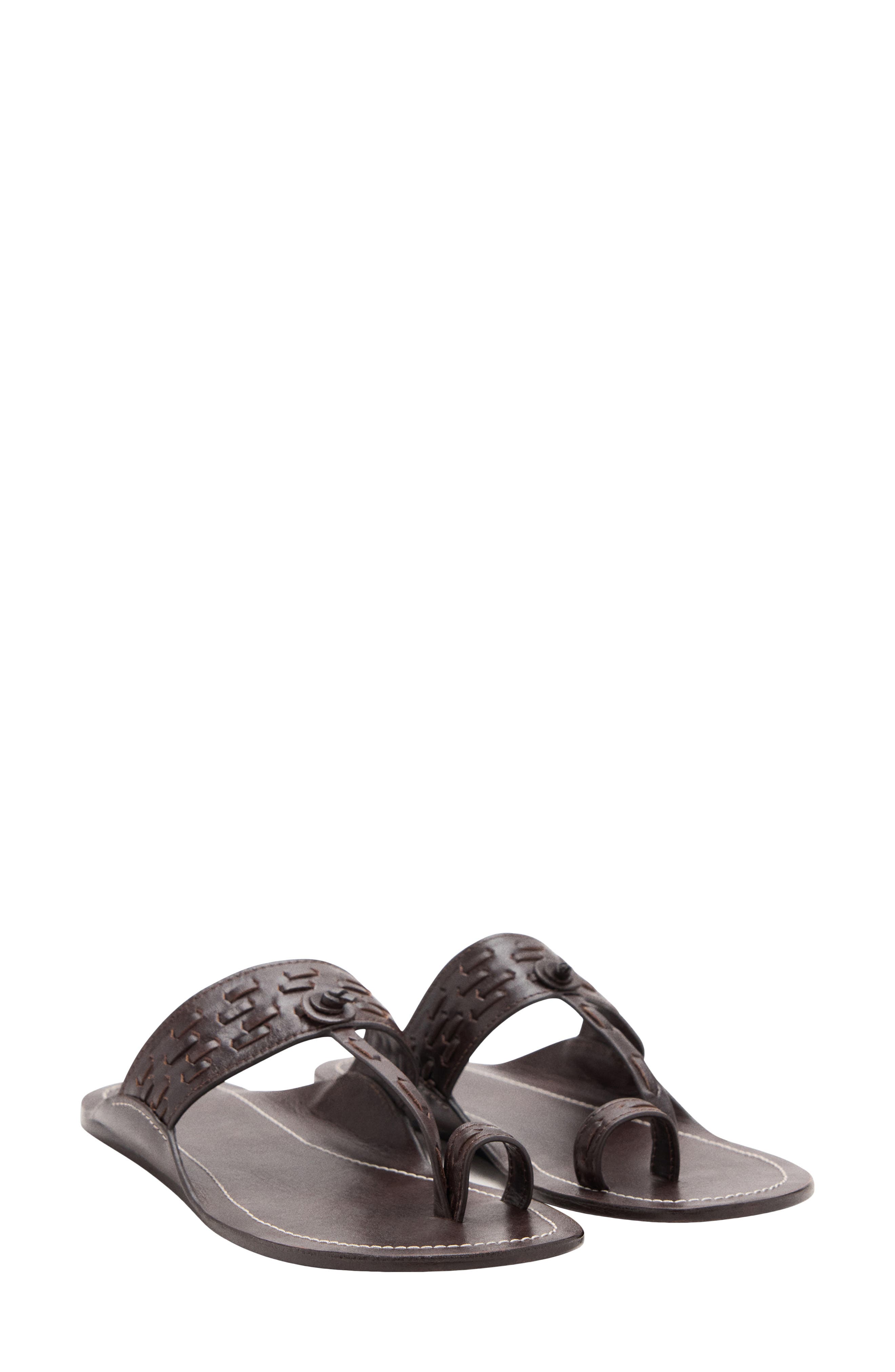 Woven Leather Sandal, Main, color, CHOCOLATE
