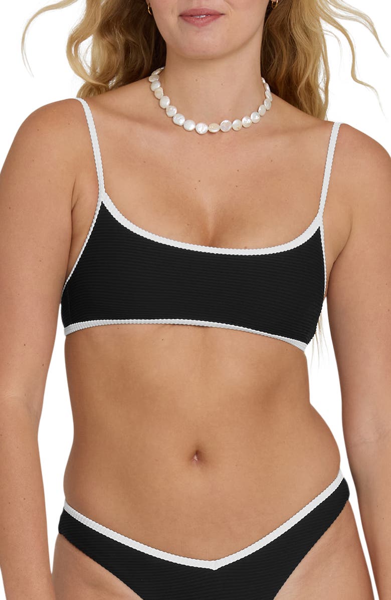 Billabong Tanlines Bound Jaclyn Crop Bikini Top, Main, color, Black Pebble