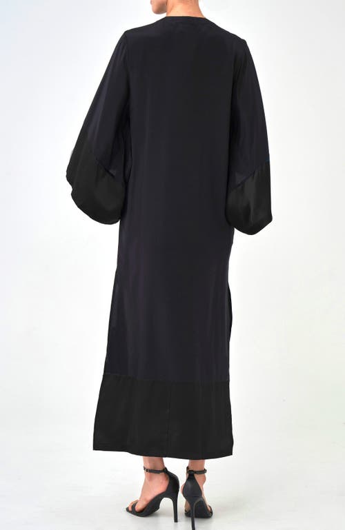 Ocean + Main Ocean+main Kimono Sleeve Silk Dress In Black