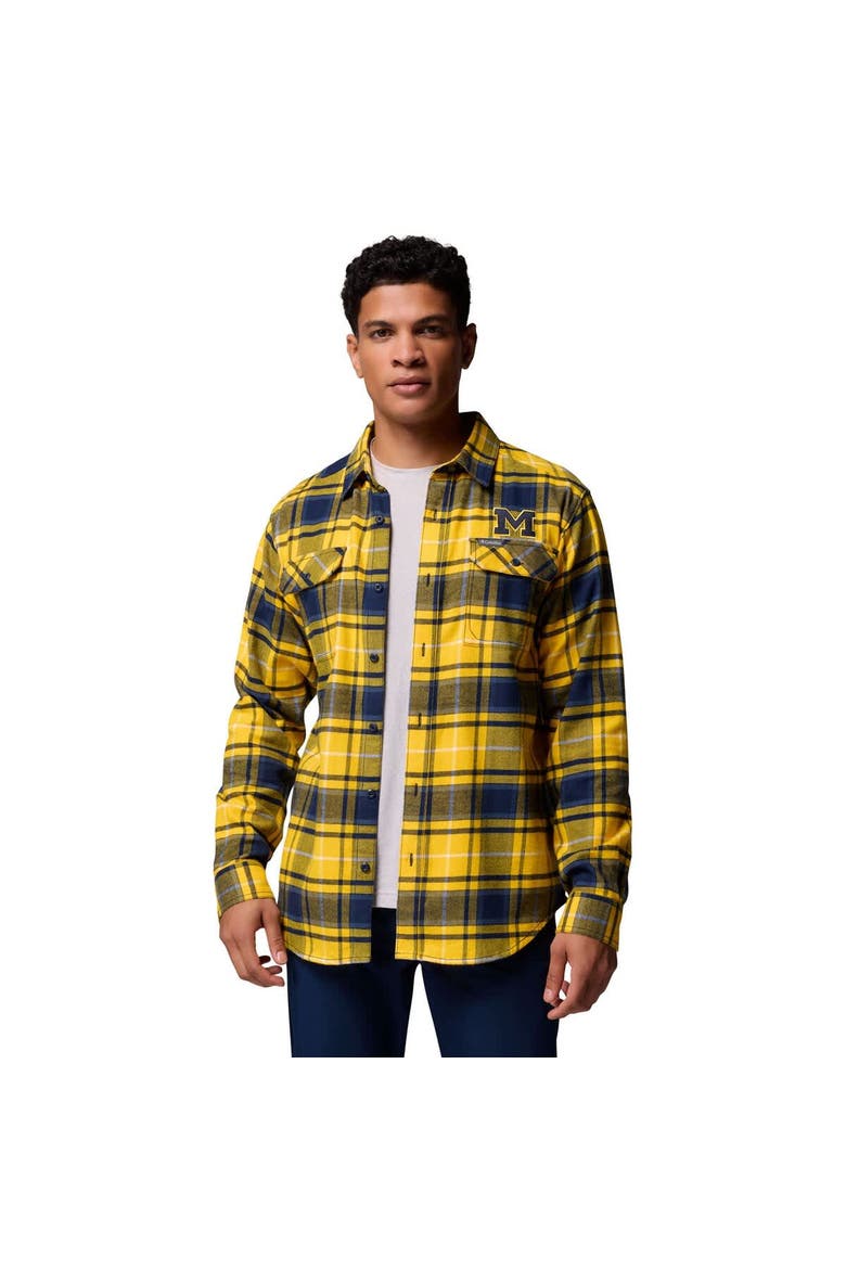 Men's Columbia  Maize Michigan Wolverines Flare Gun Omni-Wick Flannel Long Sleeve Button-Up Shirt, Alternate, color, Maize