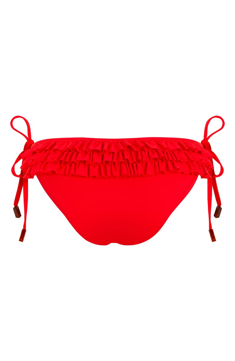 Vilebrequin Women's Solid Side Tie Bikini Bottom With Ruffle, Alternate, color, Coquelicot