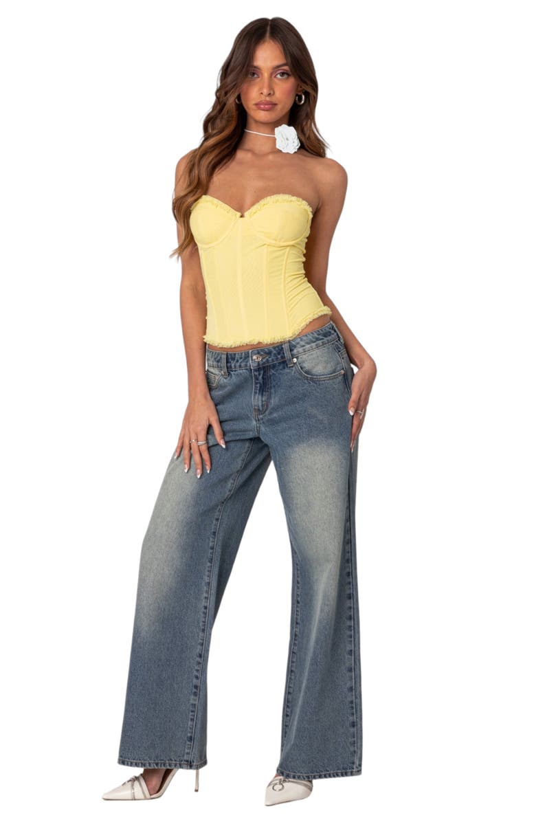 EDIKTED Deirdre Mesh Corset Top, Alternate, color, Yellow