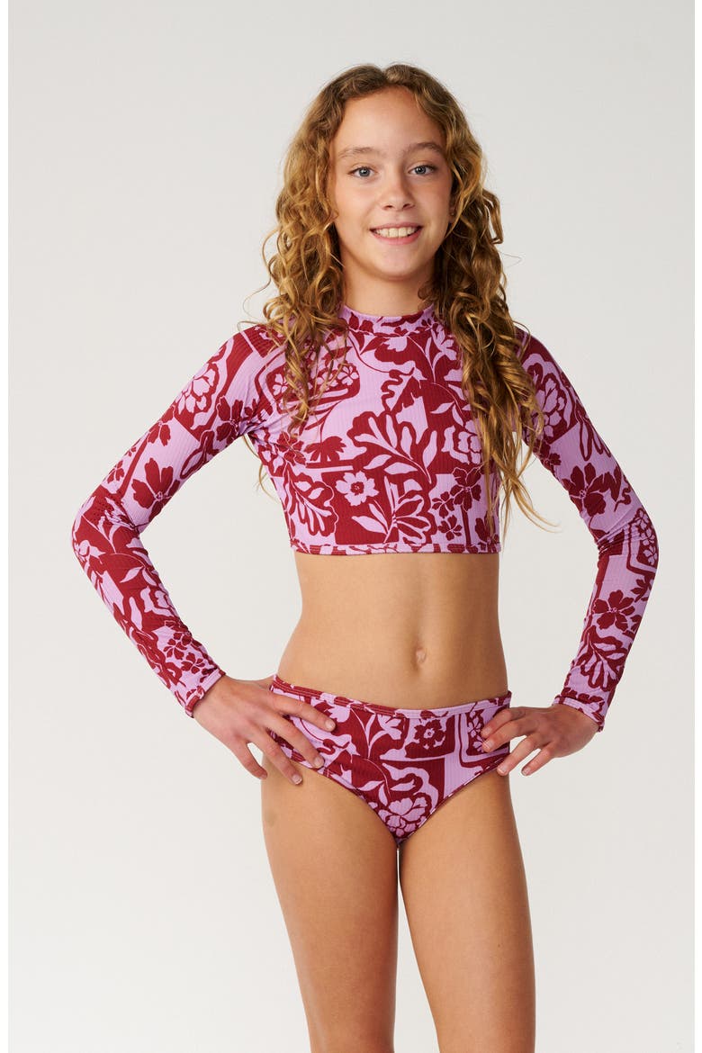 Kids' Pacific Coast Two-Piece Rashguard Swimsuit, Main, color, PINK MULTI