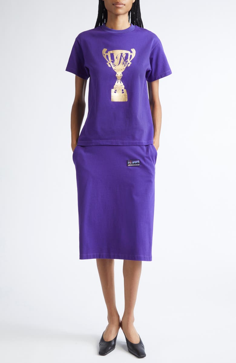 JULIE KEGELS Johanna J.K. Finance Label Jersey Pencil Skirt, Alternate, color, Purple