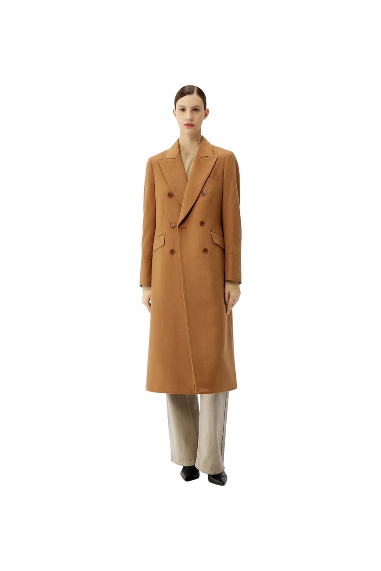 Cashmere Peak Lapel Long Coat, Main, color, camel