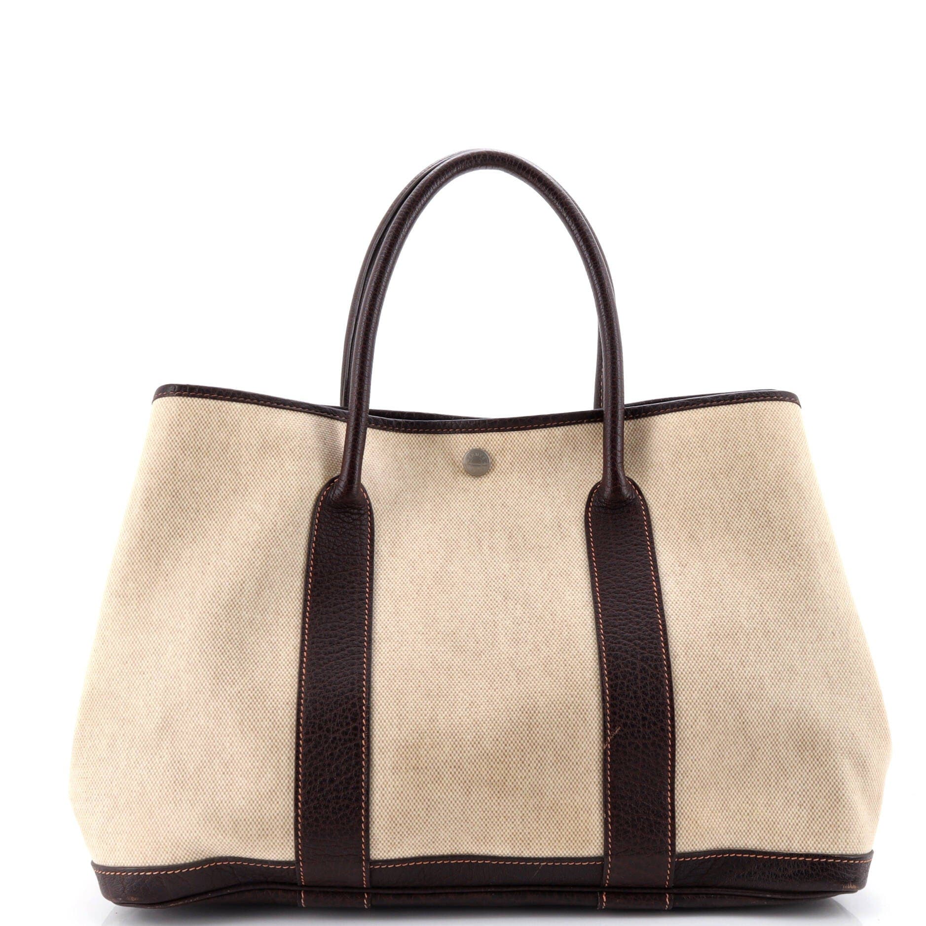 Pre-Owned Hermes Garden Party Tote Toile and Leather 36, Alternate, color, Cocaon