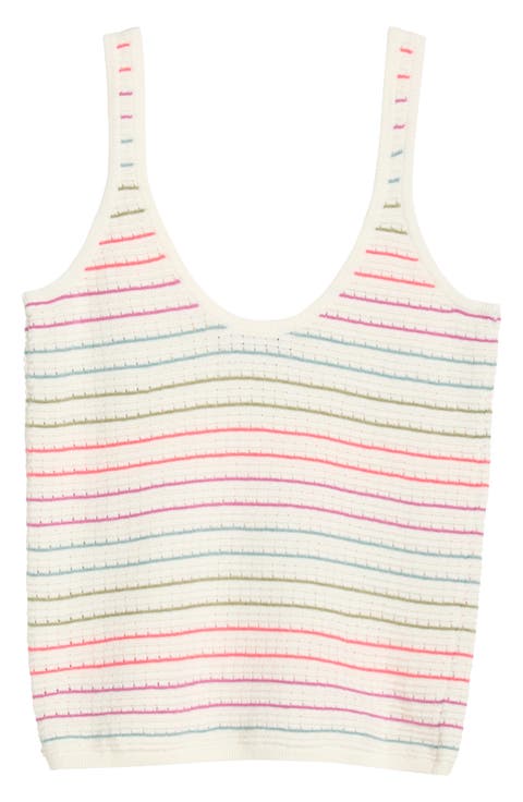 Siena Stripe Cotton Pointelle Sweater Tank