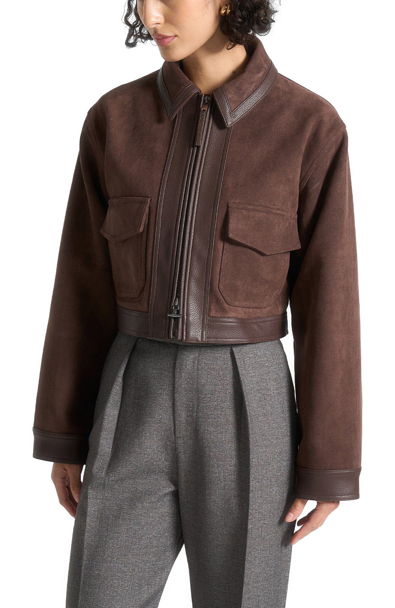 Denise Suede & Pebbled Leather Jacket - image 2