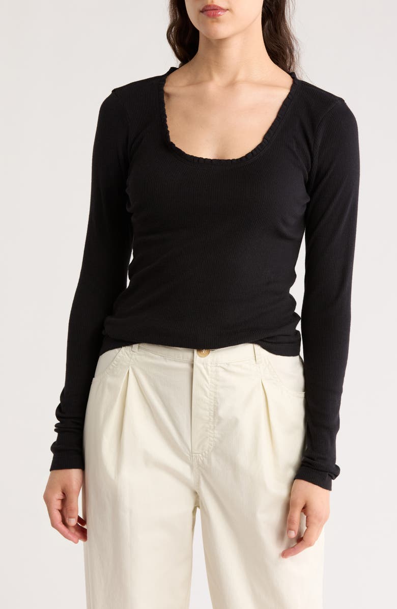 Melrose and Market Long Sleeve Pointelle Cotton Blend Top, Main, color, 