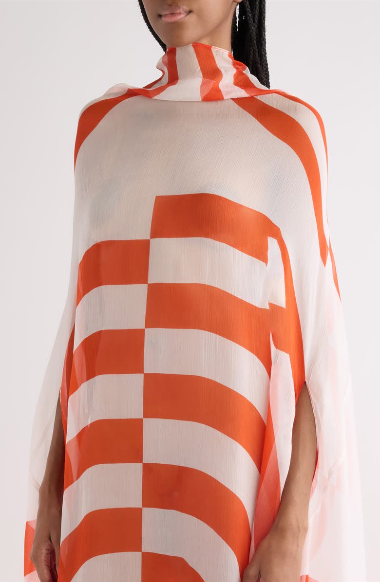 Dries Van Noten Silk Cape Gown, Alternate, color, Red