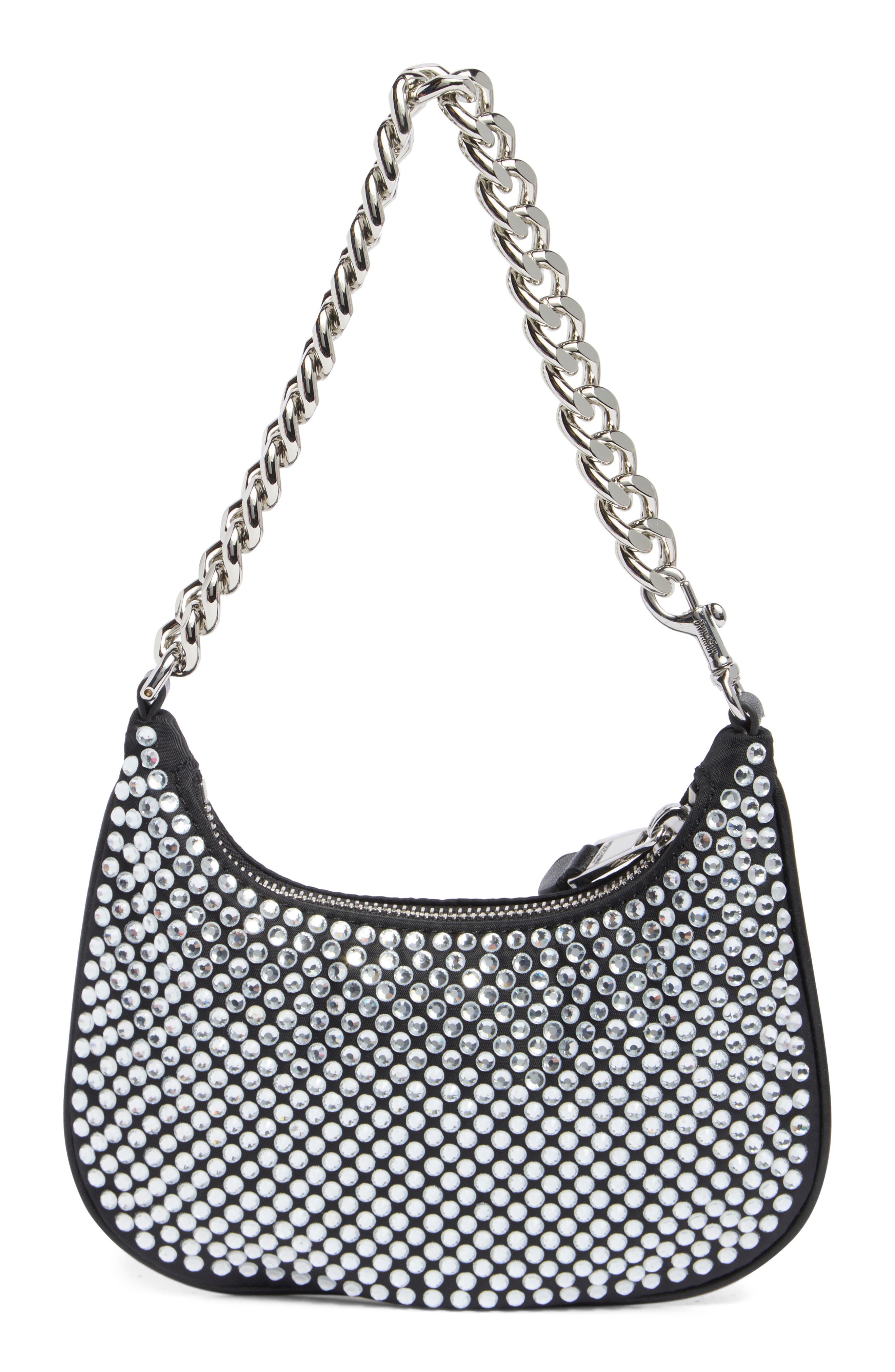 Moschino Rhinestone Covered Shoulder Bag, Alternate, color, 