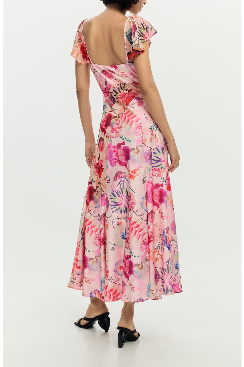 Floral Flutter Sleeve Chiffon Dress, Alternate, color, MULTI