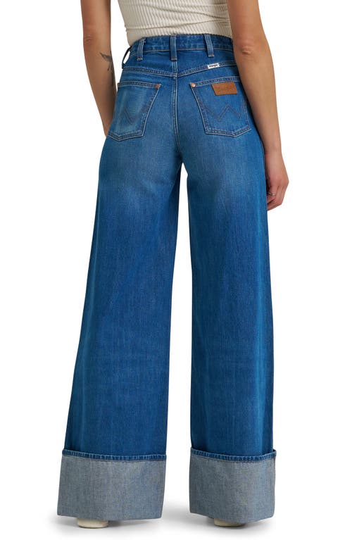 Wrangler High Waist Cuffed Wide Leg Jeans In Blue