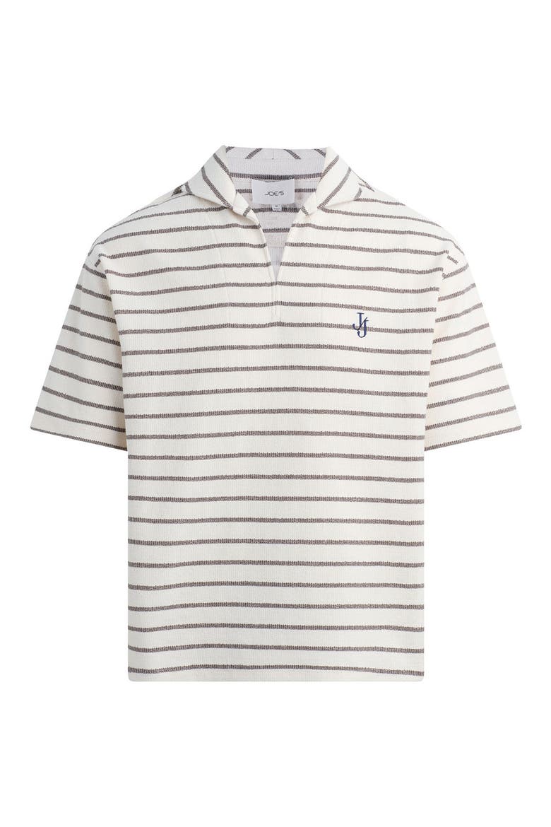 Mariner Stripe Textured Cotton Blend Johnny Collar Polo, Alternate, color, MOREL STRIPE
