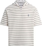 Joe's Mariner Stripe Textured Cotton Blend Johnny Collar Polo