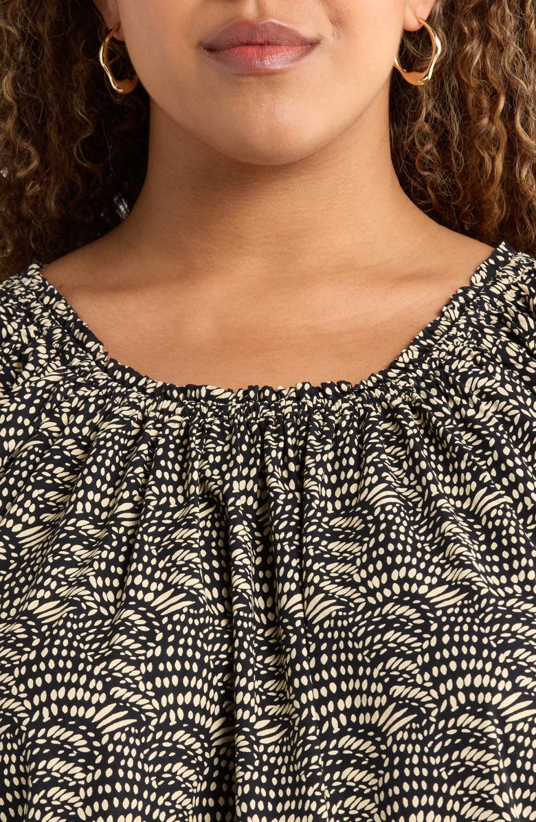 Treasure & Bond Long Sleeve Print Top, Alternate, color, Black- Ivory Coco Fan