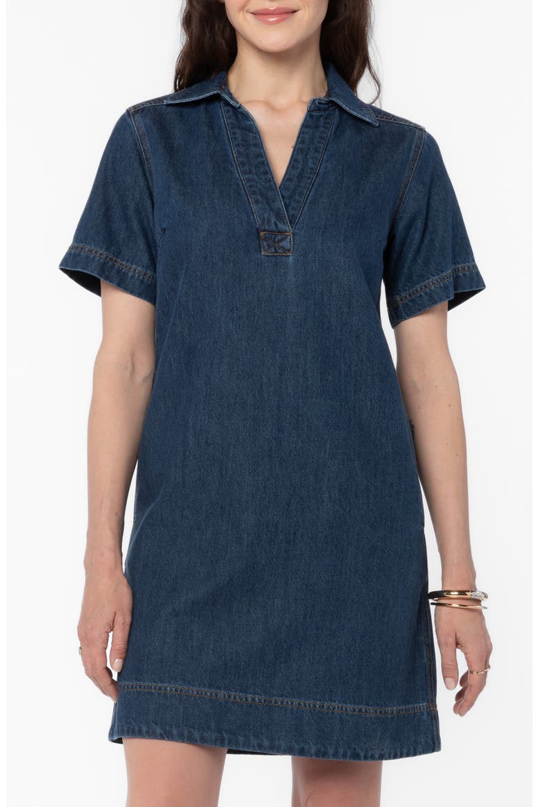 Briella Denim Popover Dress, Main, color, DEEP INDIGO