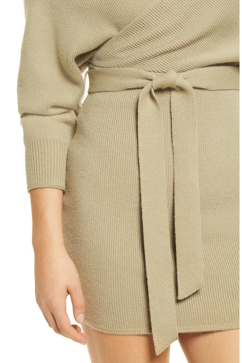 Rib Surplice Long Sleeve Dress, Alternate, color, SAGE GREEN